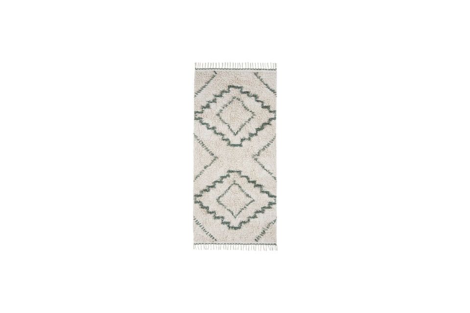 Alfombra de algodón blanca y verde 200x90 cm Minis House Doctor