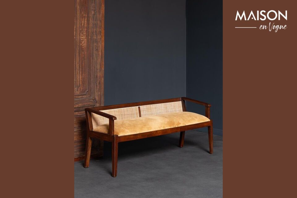 Descubra la elegancia atemporal del banco de madera de acacia marrón oscuro