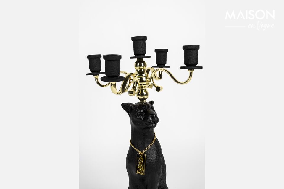 Candelabro de resina negra Panther - 4