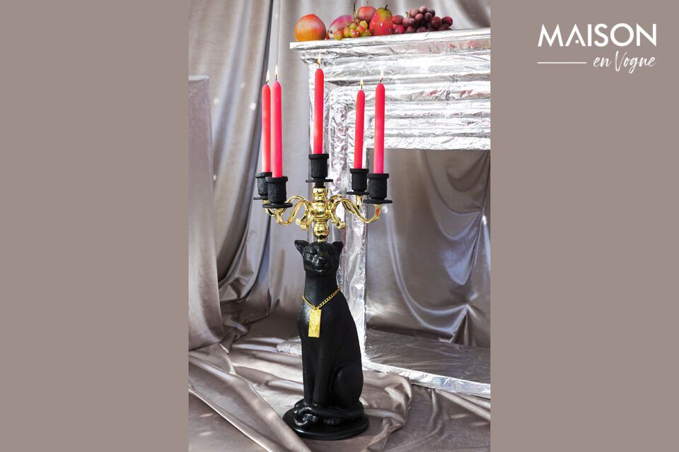 Candelabro de resina negra Panther Bold Monkey