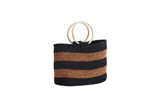 Cesta de fibra natural negra y naranja Hanbag Clipped