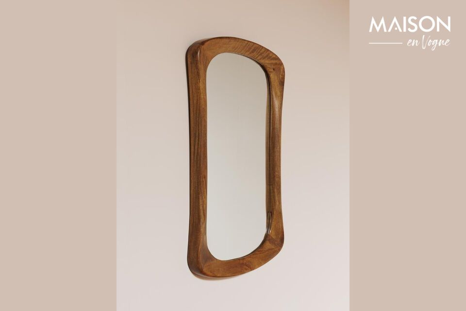 Descubra la elegancia atemporal con nuestro espejo de madera de mango marrón