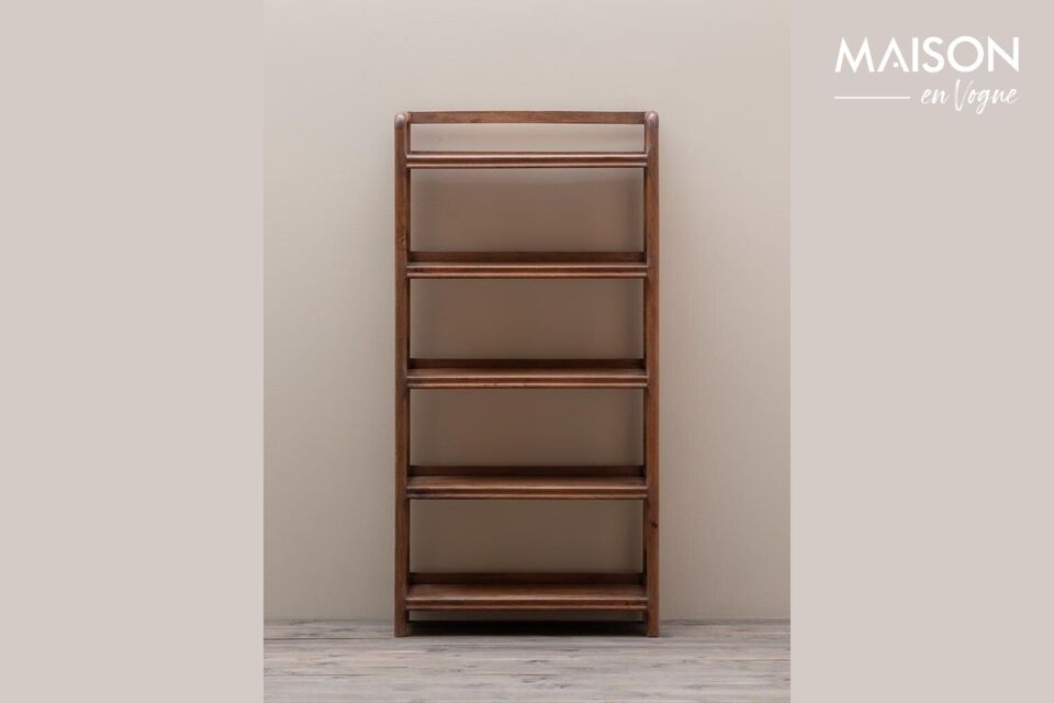 Descubra la elegancia atemporal y la robustez de nuestra estantería de madera de mango