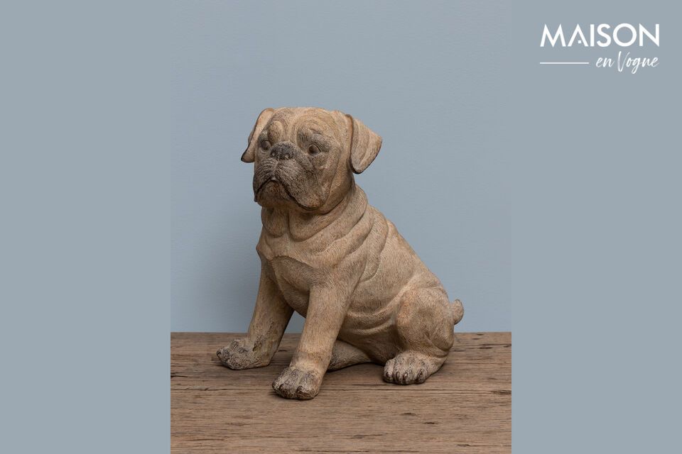 Figura perro resina marrón Pug Chehoma