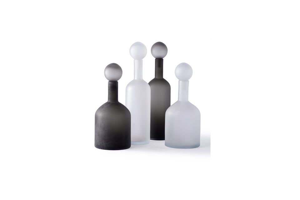 Juego de 4 botellas Bubbles de vidrio negro Pols Potten