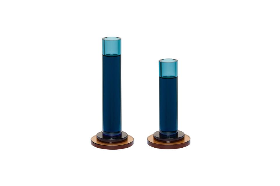 Lote de 2 candelabros de cristal azul Comet Hübsch