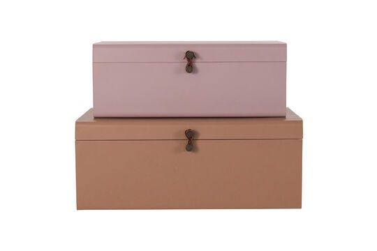 Lote de 2 latas de metal beige y rosa Clipped