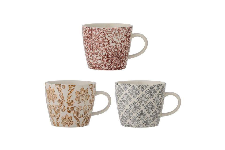 Lote de 3 tazas de gres multicolor Genia Bloomingville