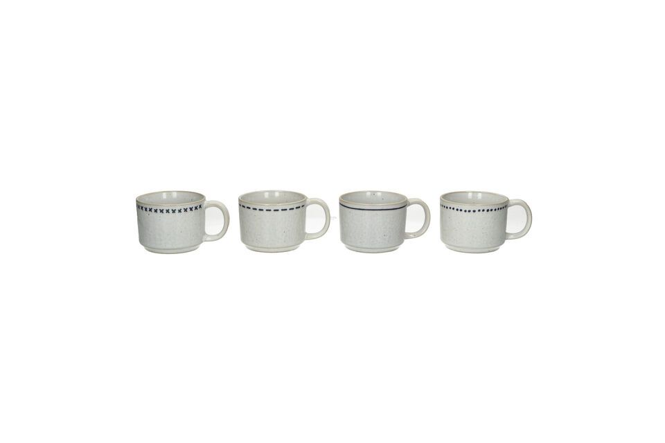 Lote de 4 tazas de gres blanco Tulua Pomax