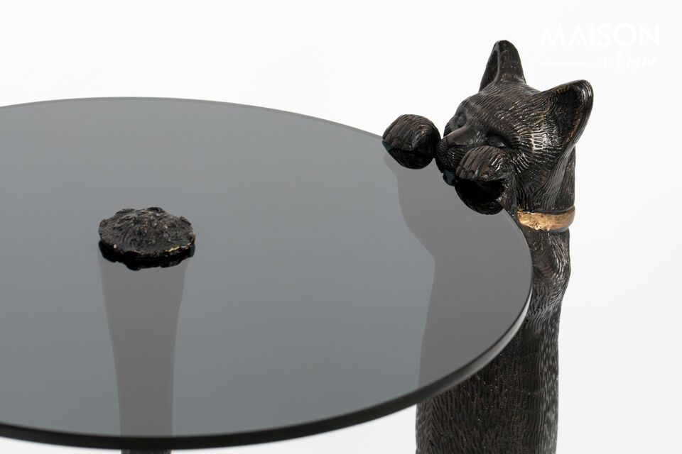 Mesa auxiliar de cristal negro Cute Cate - 4