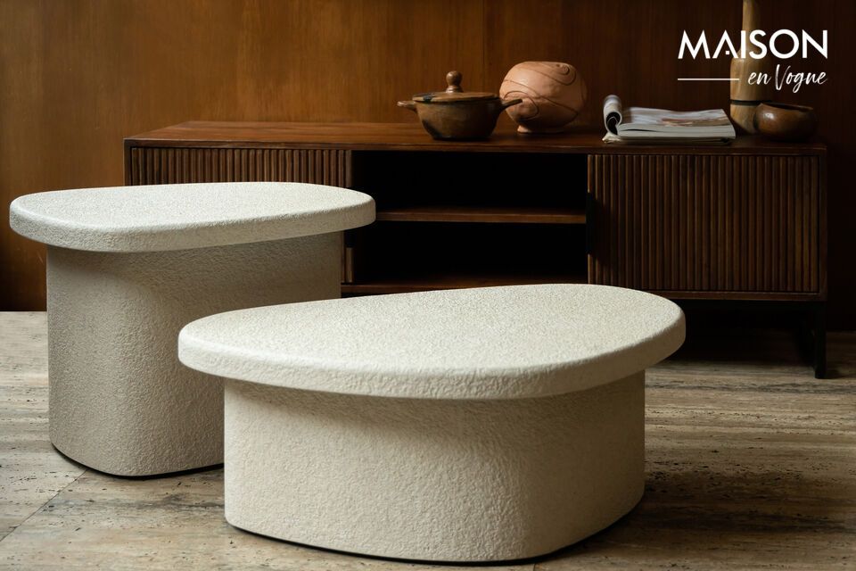 Mesa auxiliar de marmol beige Veda - 5