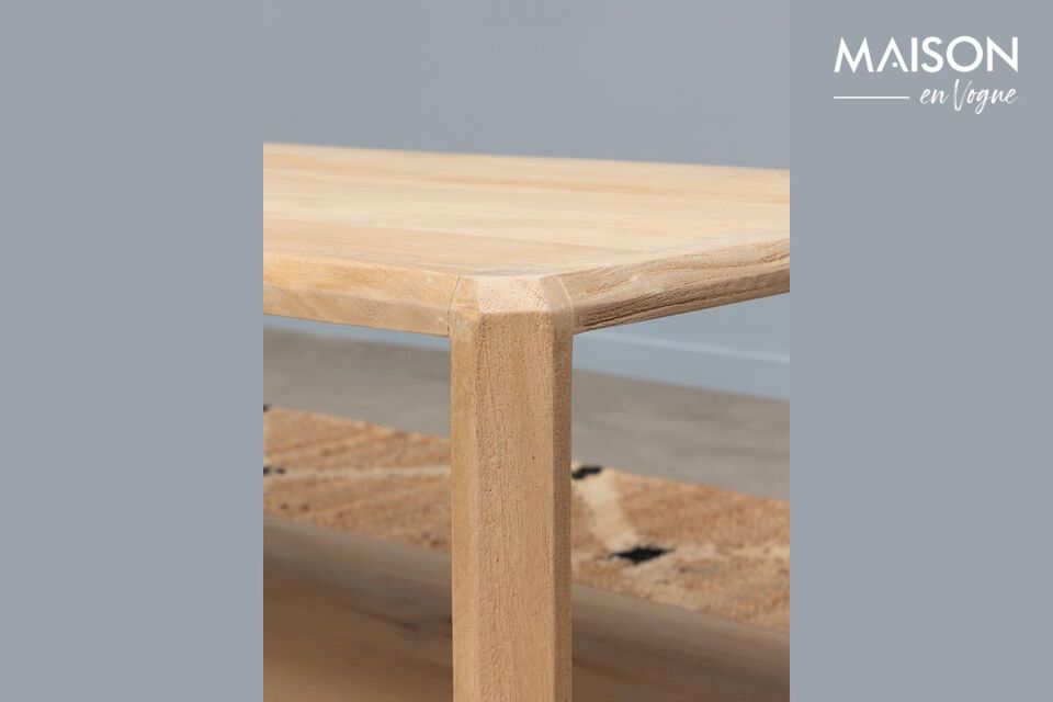 Descubra la elegante sencillez con nuestra mesa de centro de madera de mango beige