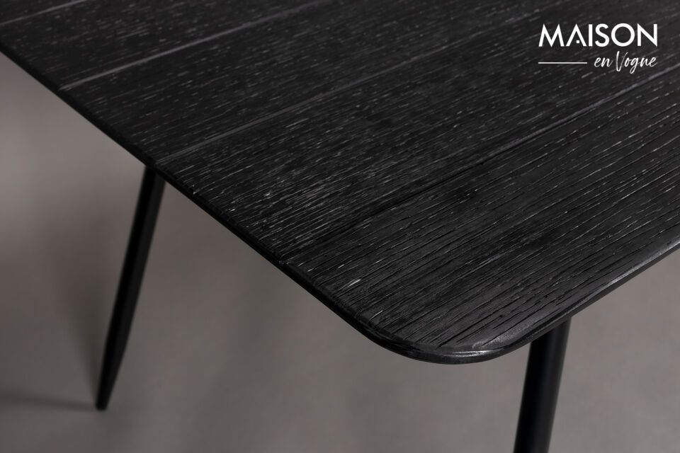 Mesa de comedor de madera negra 180cm Roger - 1