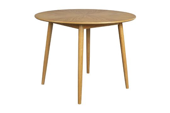 Mesa de comedor redonda de madera beige de 100 Fabio Clipped