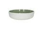 Miniatura Plato hondo pequeño Spiro de porcelana blanca y verde pálido Clipped