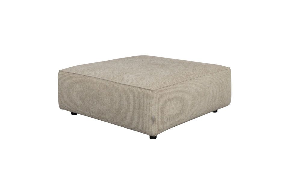 Pouf 1 plaza en tela beige Hunter - 3