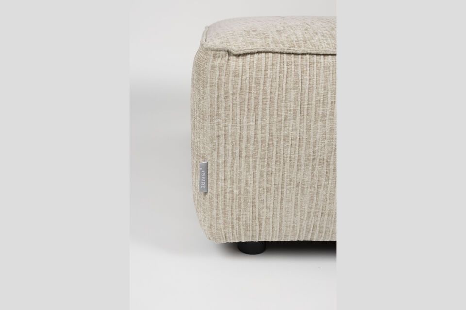 Pouf 1 plaza en tela beige Hunter - 5