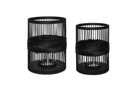 Set de 2 linternas Hexa de bambú negro