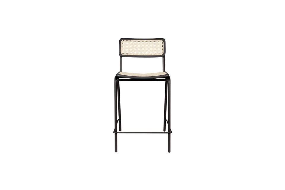 Silla de bar de ratán y metal negro Jort - 1