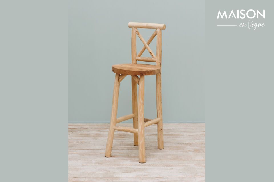 Silla de bar de teca beige: la mezcla perfecta de estilo y practicidad.