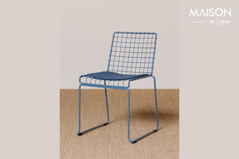 Silla de metal azul Kwadro Chehoma