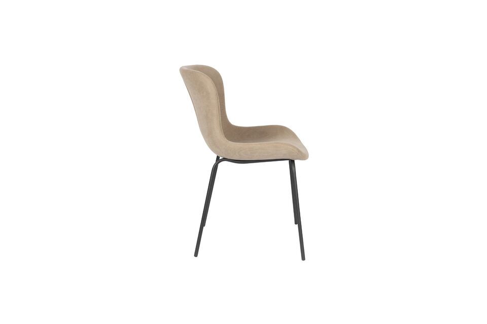 Silla de tela beige Junzo Rib - 5