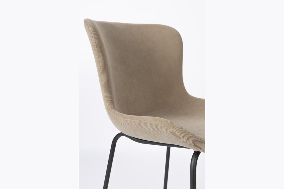 Silla de tela beige Junzo Rib - 8