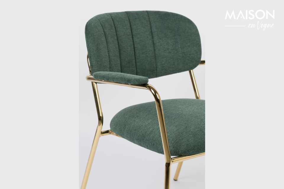 White label living propone una bonita silla de salón verde oscuro con patas doradas del más bello