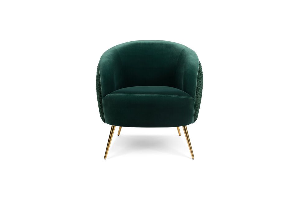 Sillón de terciopelo verde oscuro Curvy - 4