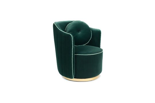 Sillón de terciopelo verde oscuro Sassy Clipped