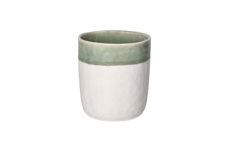 Spiro gran vaso de porcelana blanca y verde pálido Pomax