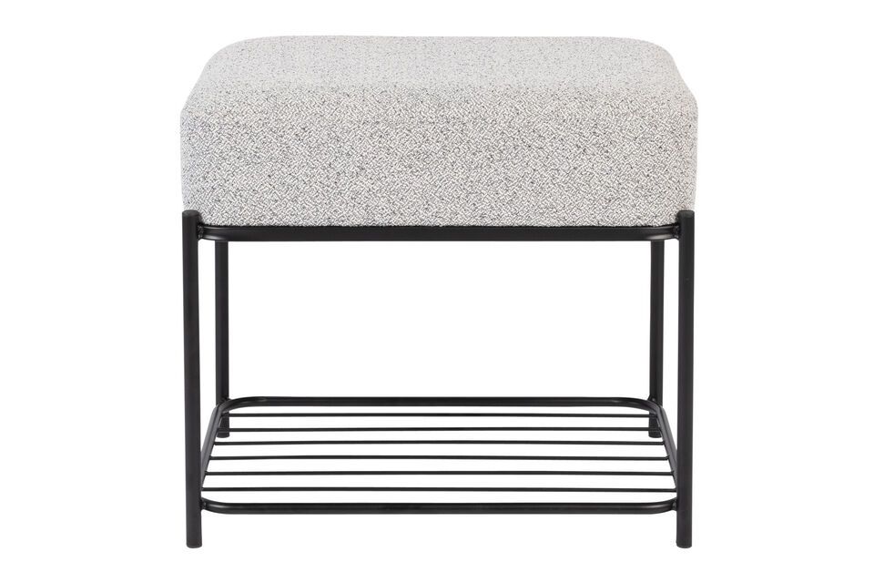 Taburete rectangular de tela gris Milou White Label