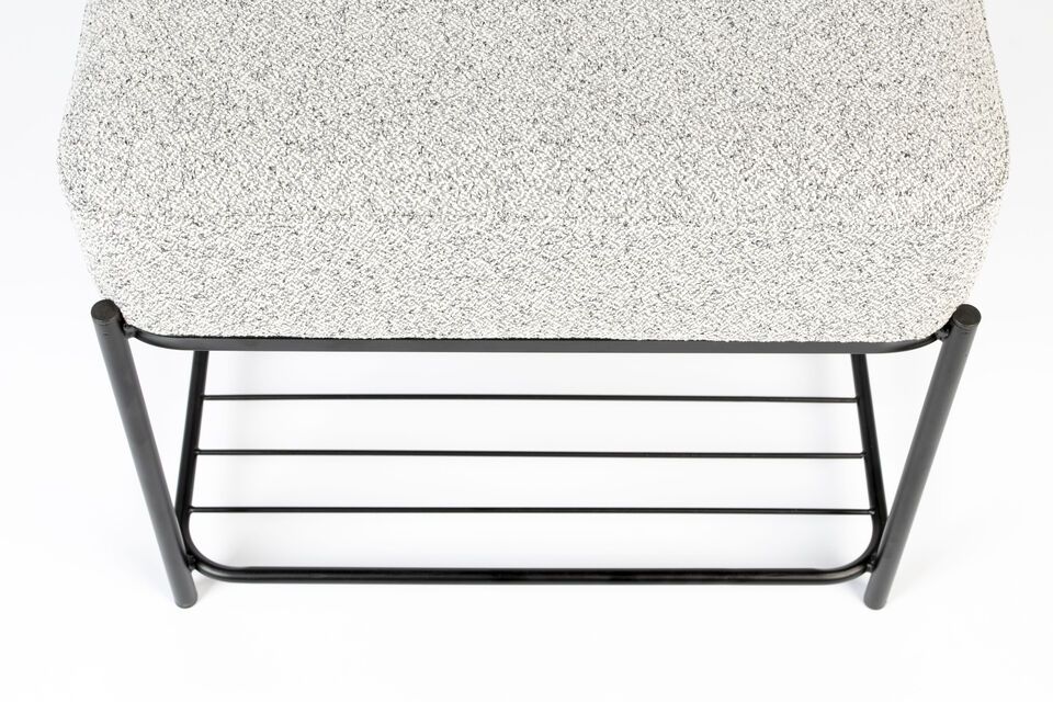 Taburete rectangular de tela gris Milou - 4