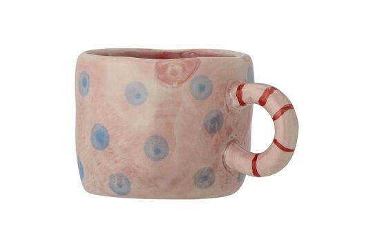 Taza de gres rosa con lunares azules Nini Clipped