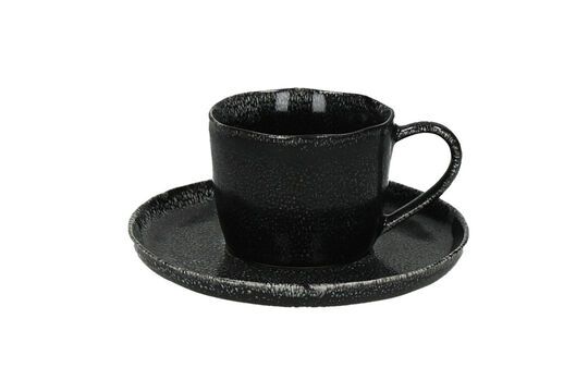 Taza y platillo de gres negro Porcelino D16 Clipped