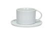 Miniatura Taza y plato grandes de porcelana blanca Porcelino White 1