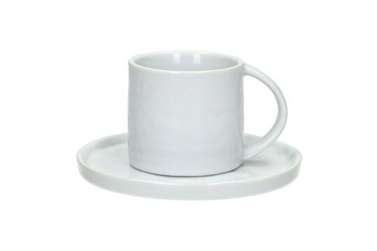 Taza y plato pequeños de porcelana blanca Porcelino White Clipped